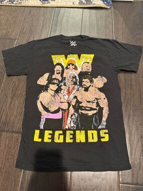 WWE Black Tee with Yellow NWOT LEGENDS Graphic